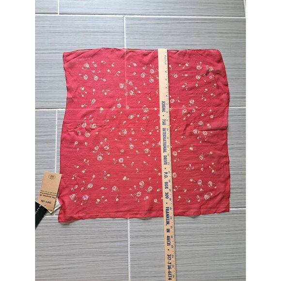 Laura Ashley Red Silk Scarf Floral Pattern 20" NEW with Tags Feminine Italy - Picture 7 of 8
